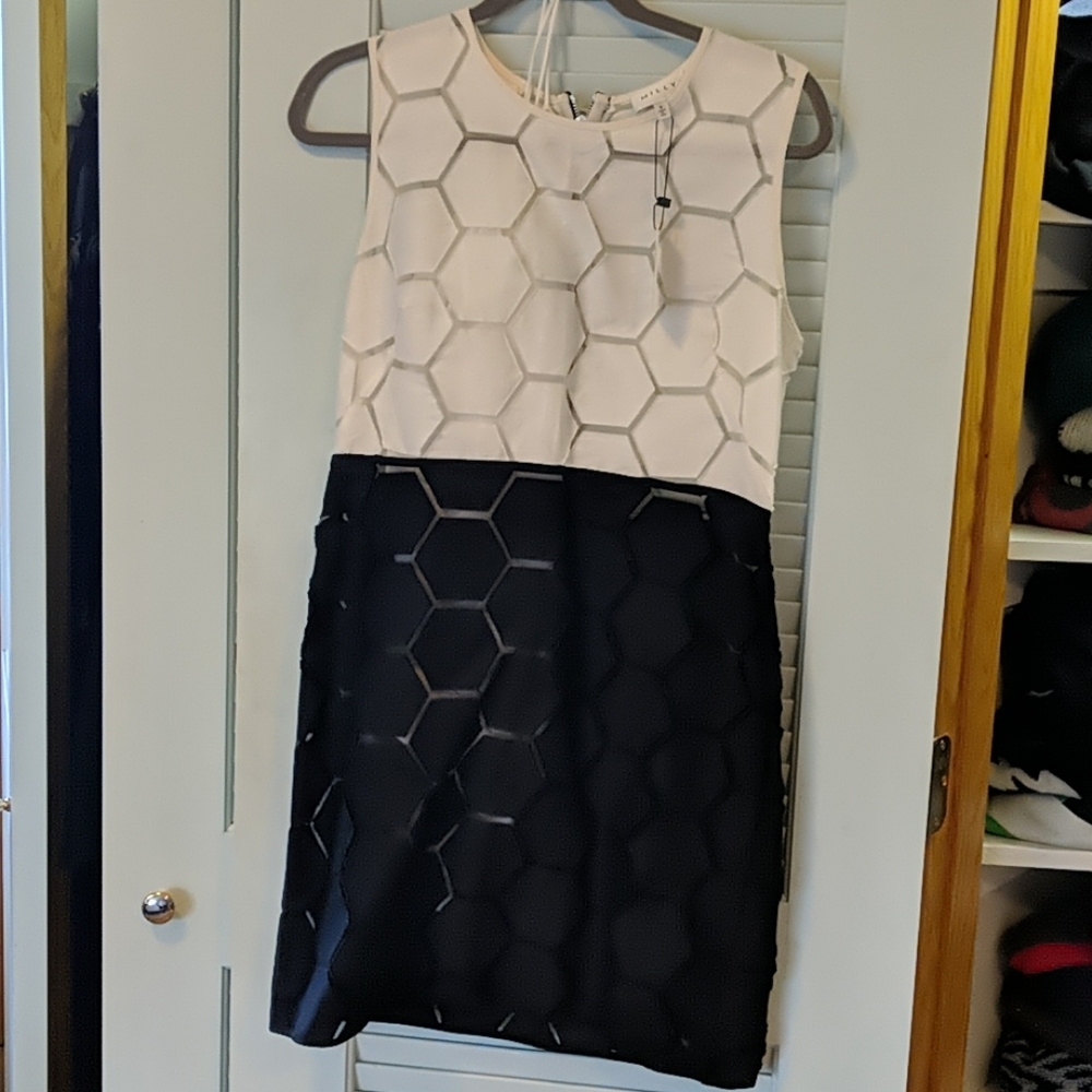 Milly honeycomb black and white dress